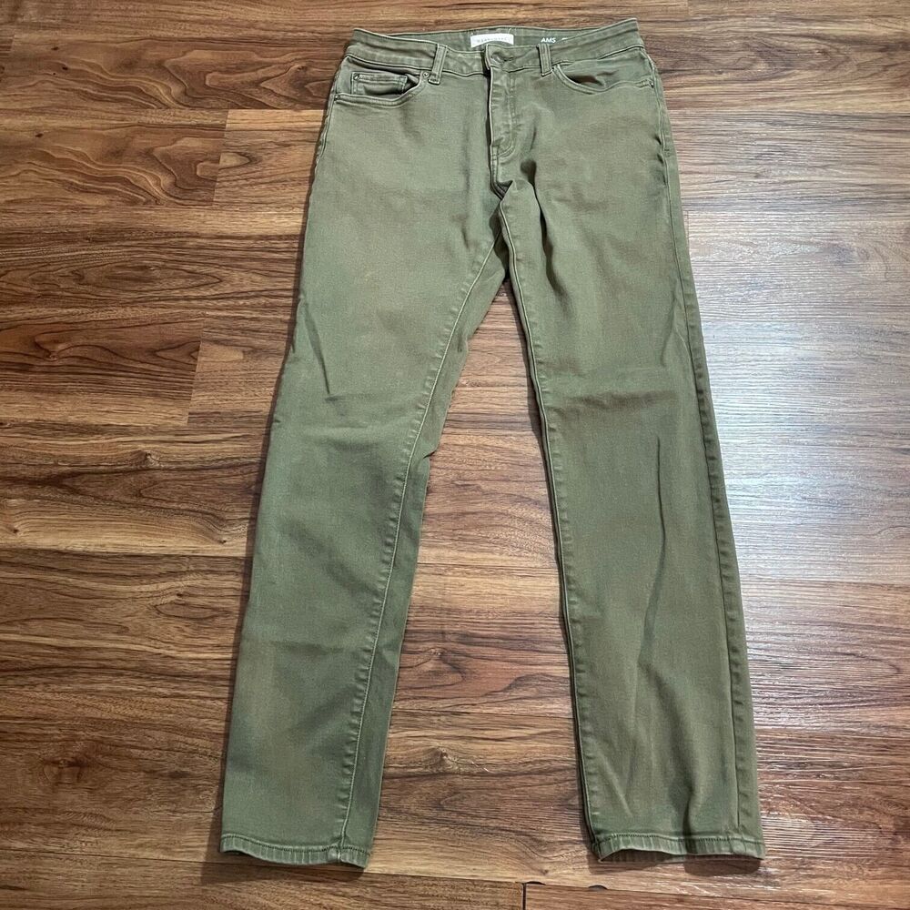 WARP + WEFT Mens Jeans AMS Amsterdam Slim Size 31x32 Moss Green Cotton Polyester